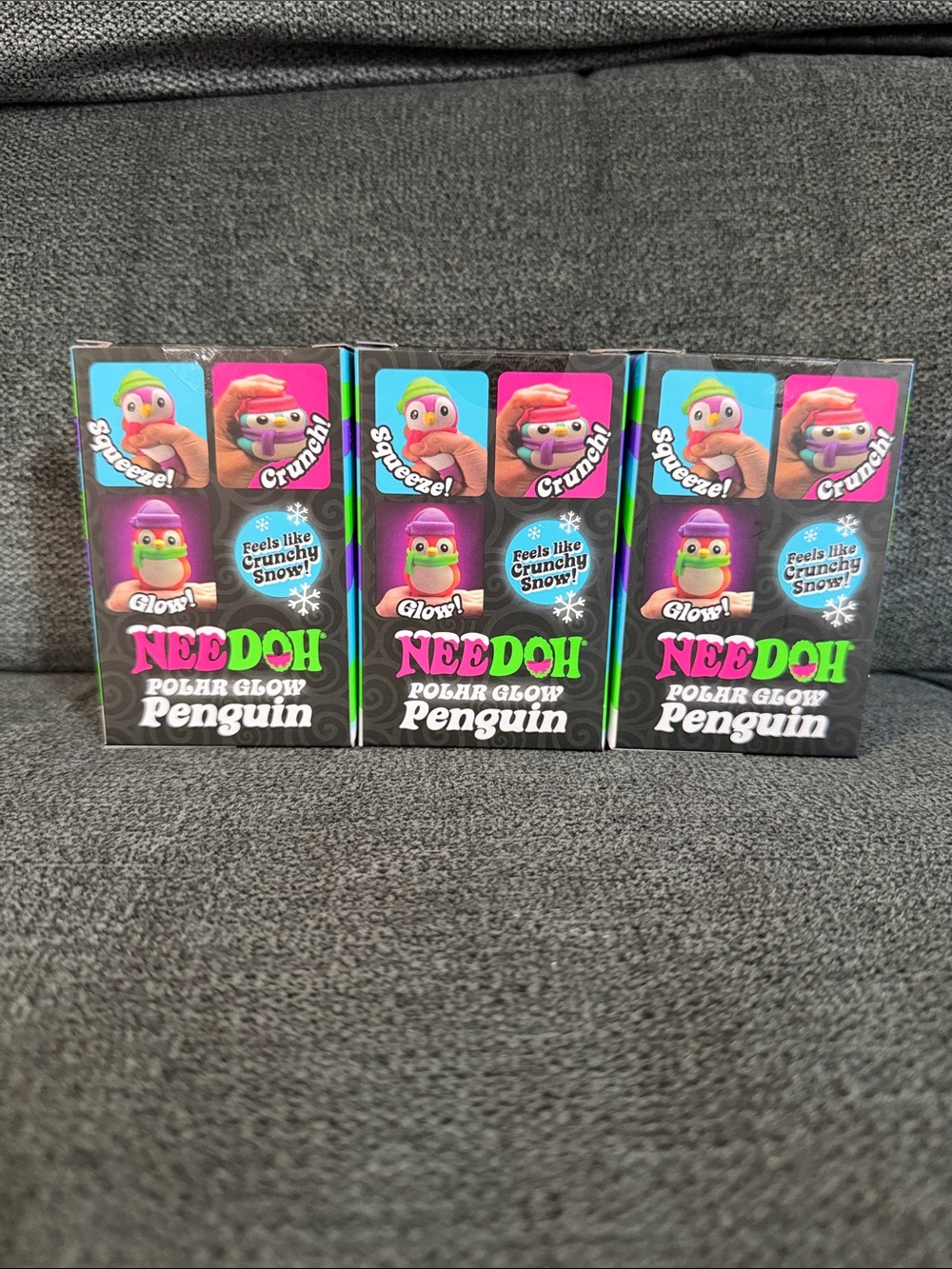 NeeDoh Squishmas ULTRA RARE Polar Glow Penguin Squishy Toy-Set of 3 - Picture 9 of 11
